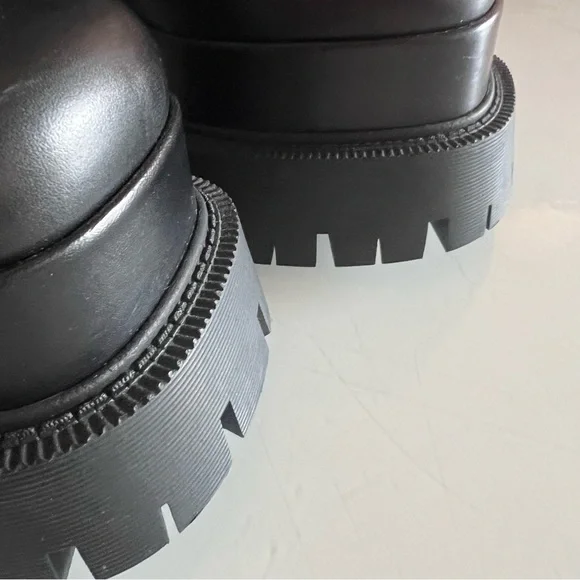 VERSACE | Black block platform aevitas Versace lug sole designer leather boot - Picture 10 of 16